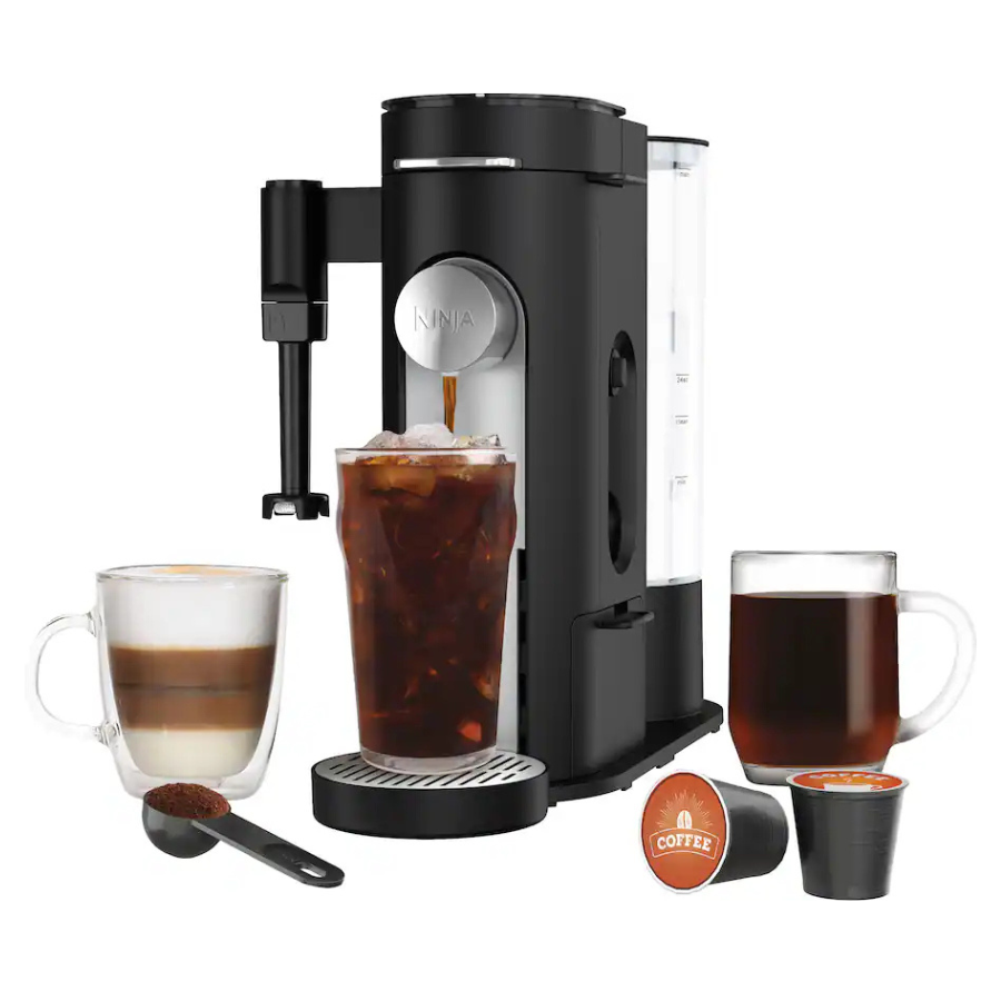 Ninja - Pods & Grounds Specialty Single-Serve Iced Coffee Maker, K-Cup Pod Compatible with Foldaway Milk Frother