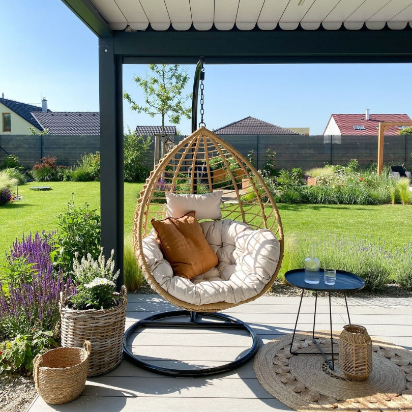 Fotel wiszący deluxe ze stojakiem - Premium bawełna