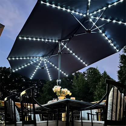 4m Podwójny Parasol Tarasowy z Panelem Słonecznym i Oświetleniem LED